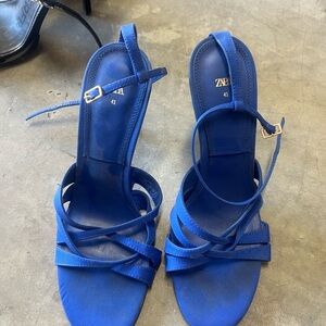 Zara Women's Vibrant Blue Heeled Sandals